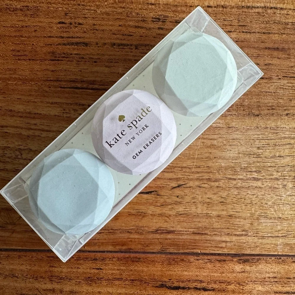 NIB Kate Spade Gem Erasers - Set of 3 - Pastels